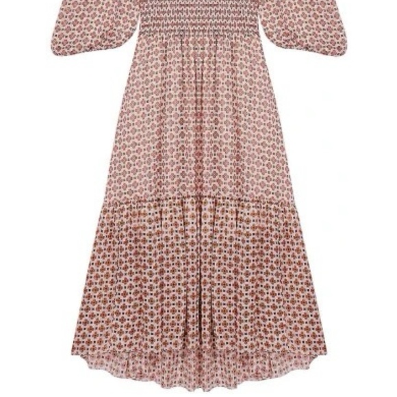 Women's Geometric Print Cinched Waist Maxi Dress Size 38 (US 6) - Picture 4 of 13